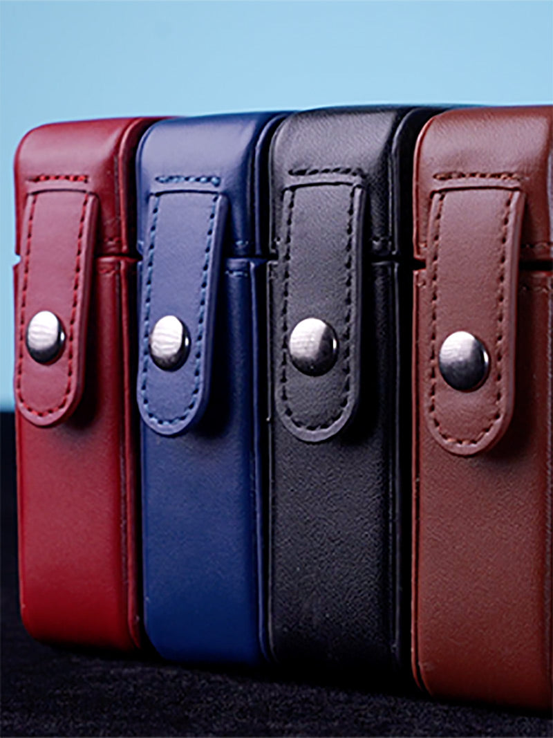 Maze Leather Card Case Red