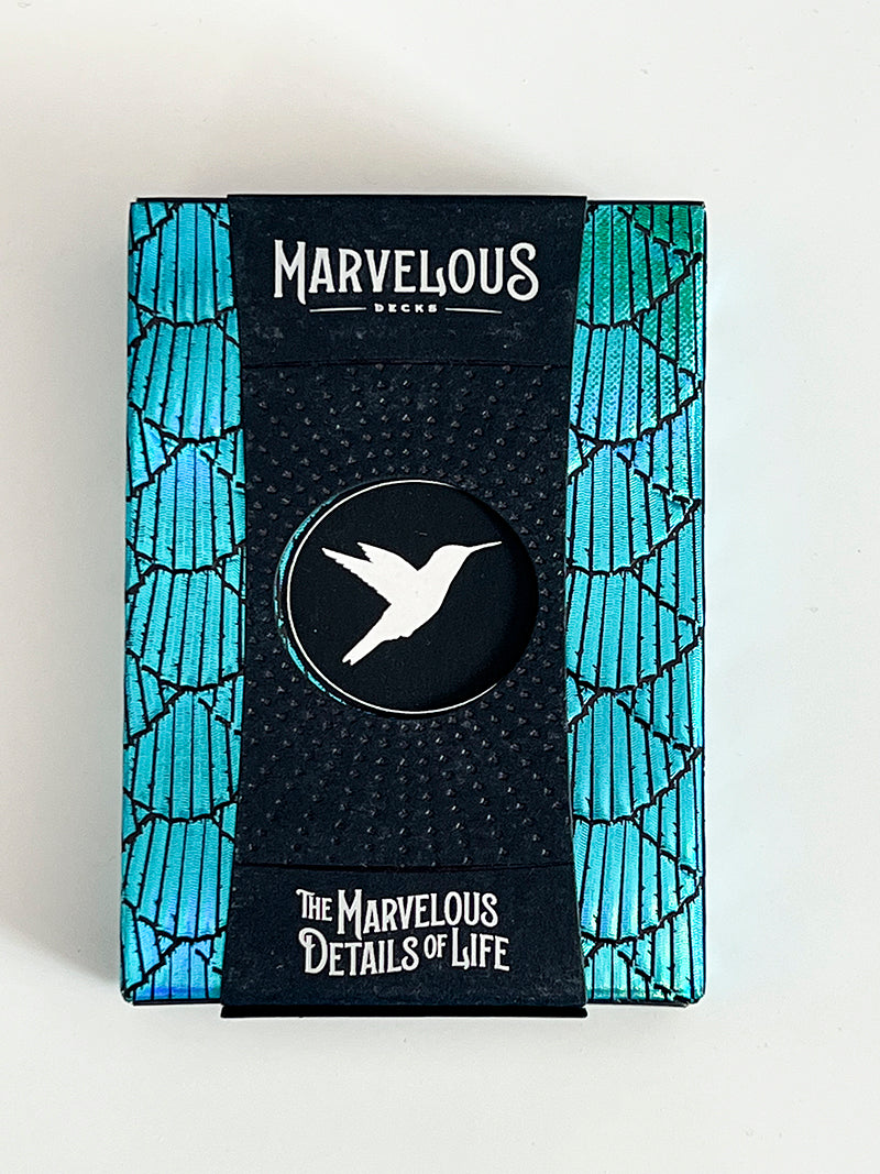 Hummingbird Feathers Teal (opened)