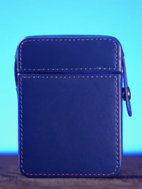 Maze Leather Card Case Blue