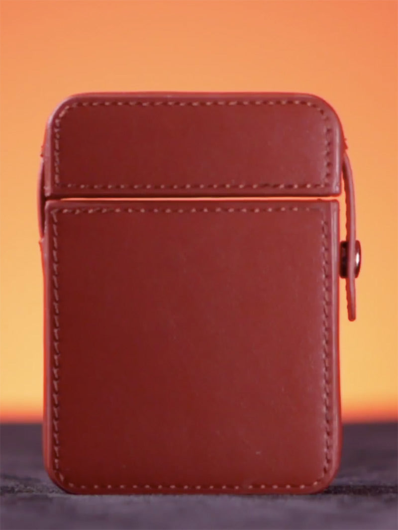 Maze Leather Card Case Brown