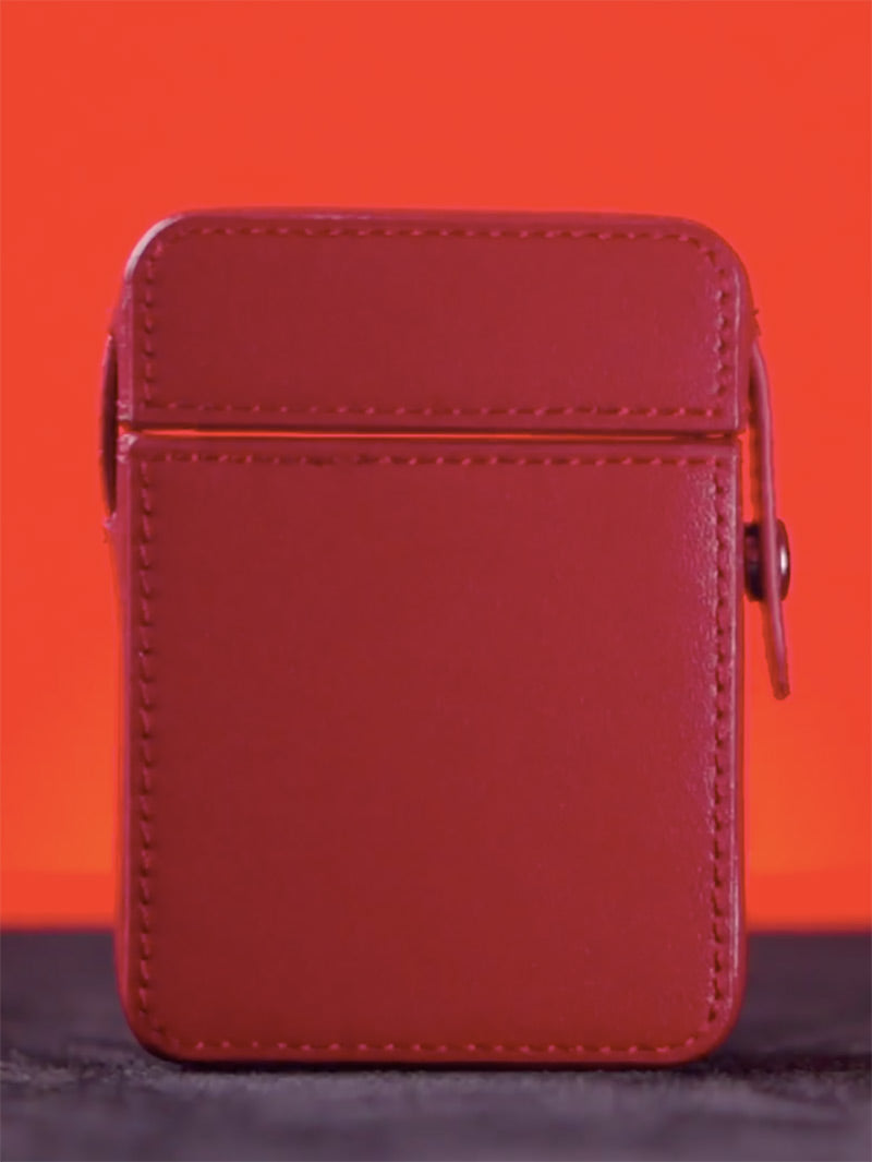 Maze Leather Card Case Red